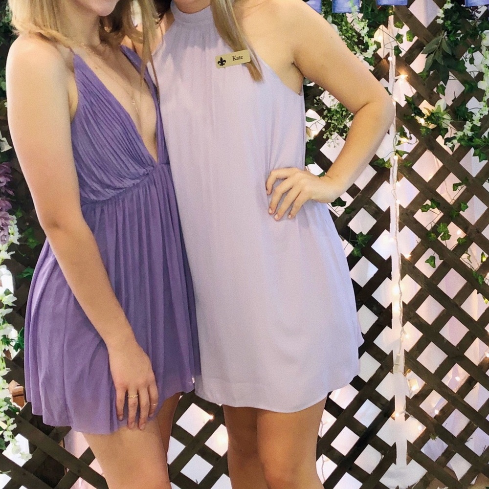 Purple Deep V dress